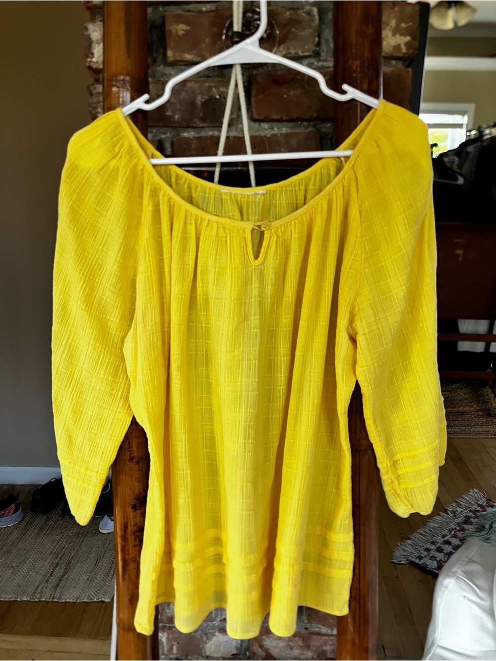 grand & greene Bright Yellow Peasant Tunic Top